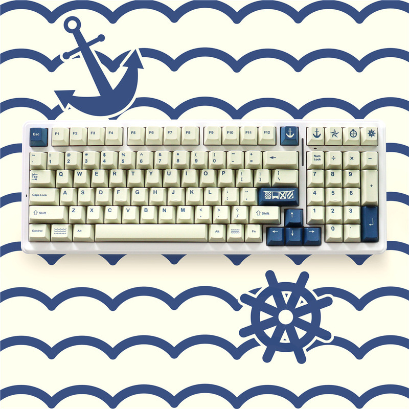 GMK Seafare navigator keycap original height PBT sublimation 129 key full set of mechanical keyboard cap 68/ GMK Seafare navigator keycap original height PBT sublimation 129 key full set of mechanical keyboard cap 68/
