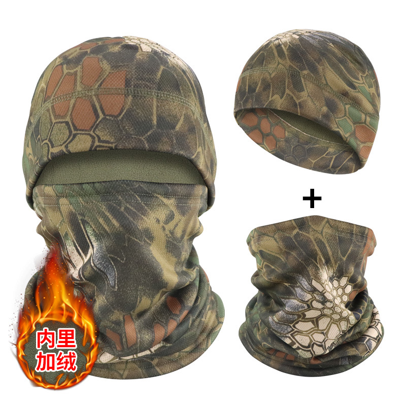 Invierno más chaqueta de terciopelo, sombrero frío, abrigo, cuello, sombrero de protector de orejas para ciclismo al aire libre, sombrero de cuello a prueba de viento, sombrero transfronterizo