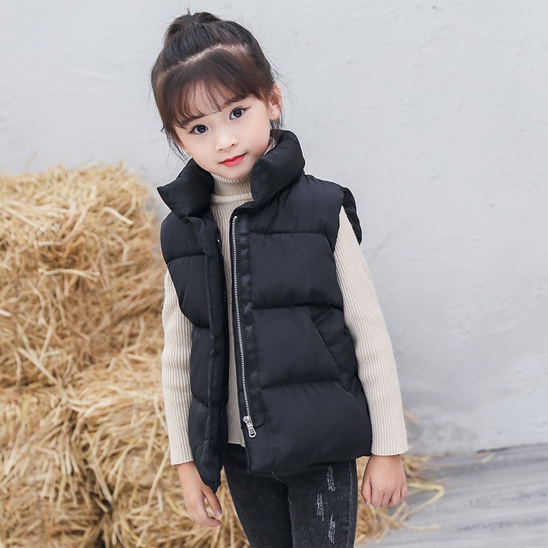 2024 Otoño e Invierno nuevos niños y niñas estilo coreano casual corto collar de pie de los niños abajo algodón pan abrigo chaleco