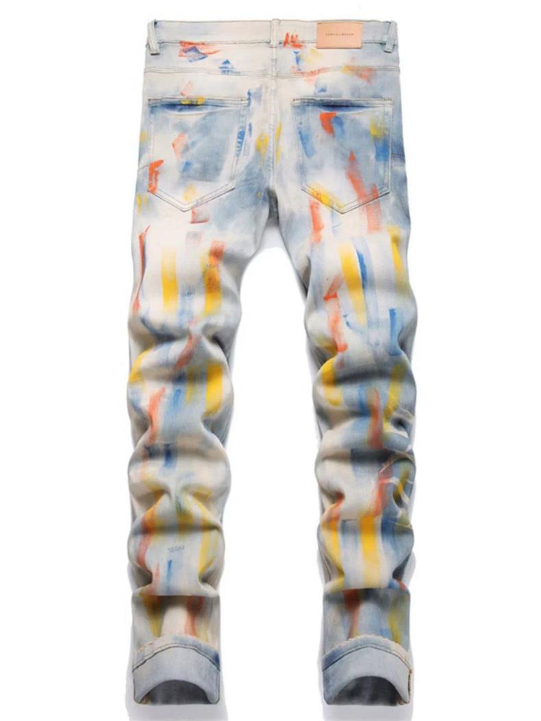 Men's Slim Fit Stretch Distressed Jeans In Blue Denim_voghion.com