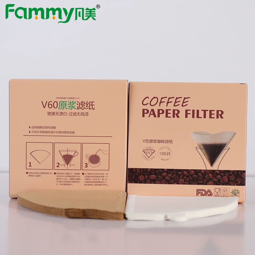 Бумага для кофейного фильтра V02 формы из сырой целлюлозы V60 чашка кофе капельная фильтровальная бумага спотовая кофейная фильтровальная бумага 100 шт в штучной упаковке