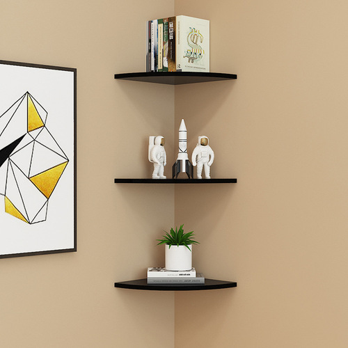 Corner shelf, corner kitchen wall shelf, living room corner shelf, bedroom triangular fan-shaped partition, corner wood plank
