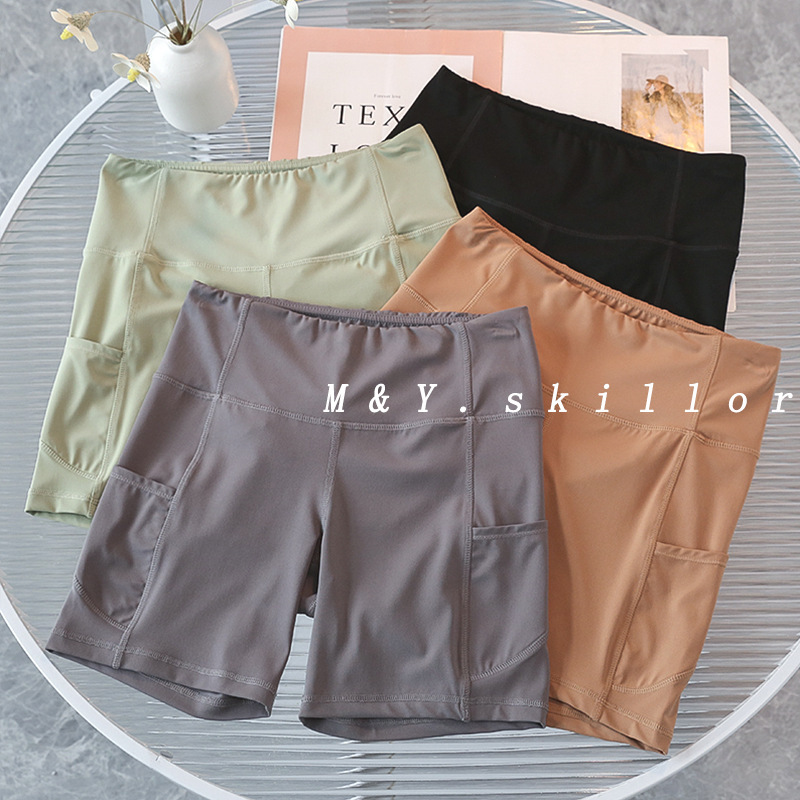 LULU same style four-point nude yoga shorts women's summer thin sweat-absorbent quick-drying running sports fitness pants high waist