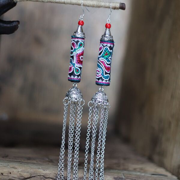 Ethnic long earrings from Yunnan province
