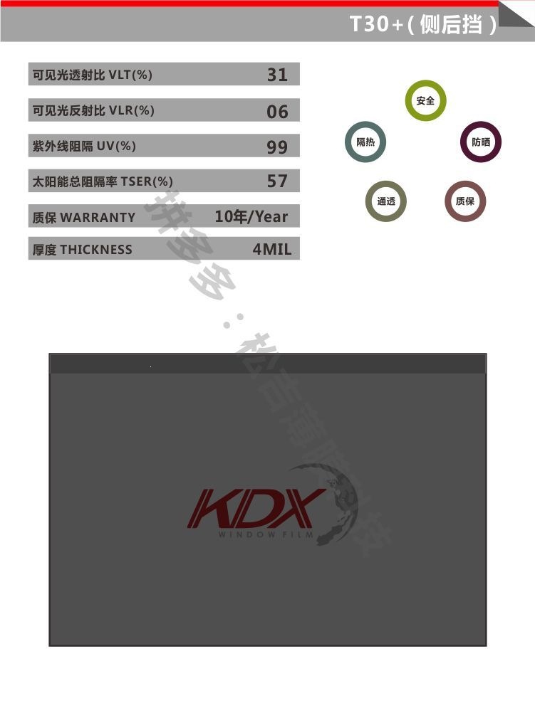 Kangdexin New Packaging Box Car Heat Insulation Solar Film Kangdexin Color Box Explosion-Proof Film Glass Film 30m Full Roll