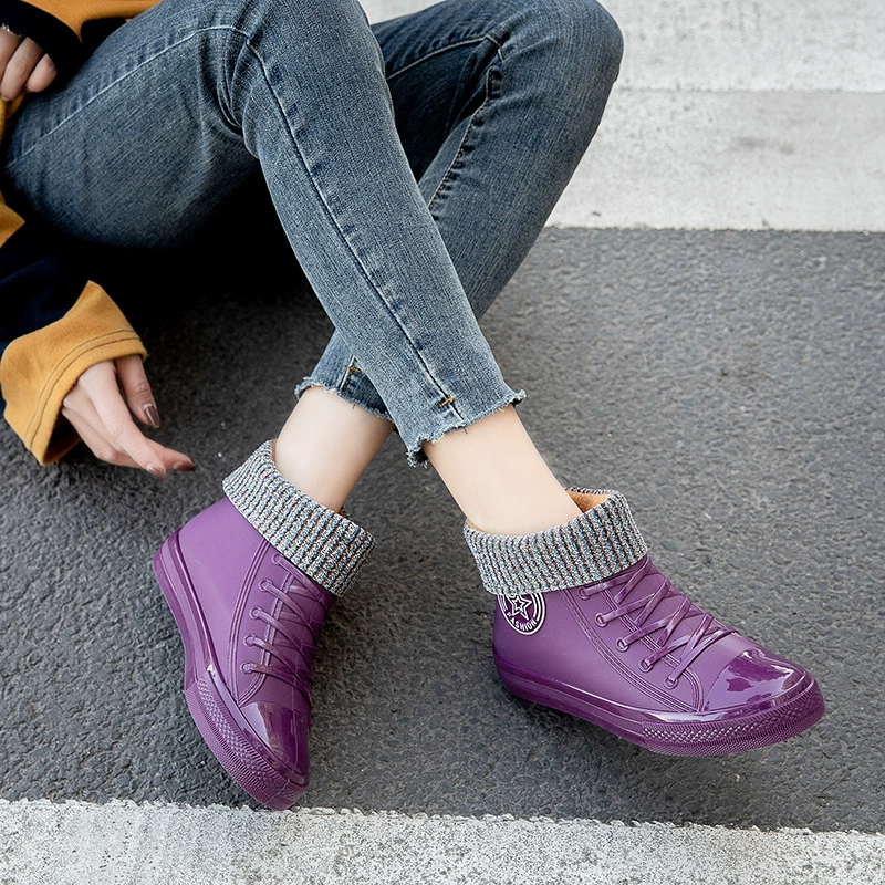 Хлопковая теплая обувь студенческая резиновая обувь резиновая обувь новая короткая обувь дождевая обувь женская летняя наружная мода водная обувь