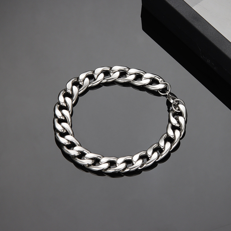 欧美不锈钢NK手链男士时尚嘻哈古巴链男女朋克风链条基础钛钢手环