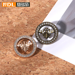 Metal Drill Retro Little Black Dress Button for Women's Coats Fashion Jackets Handmade Embroidery Supplies
