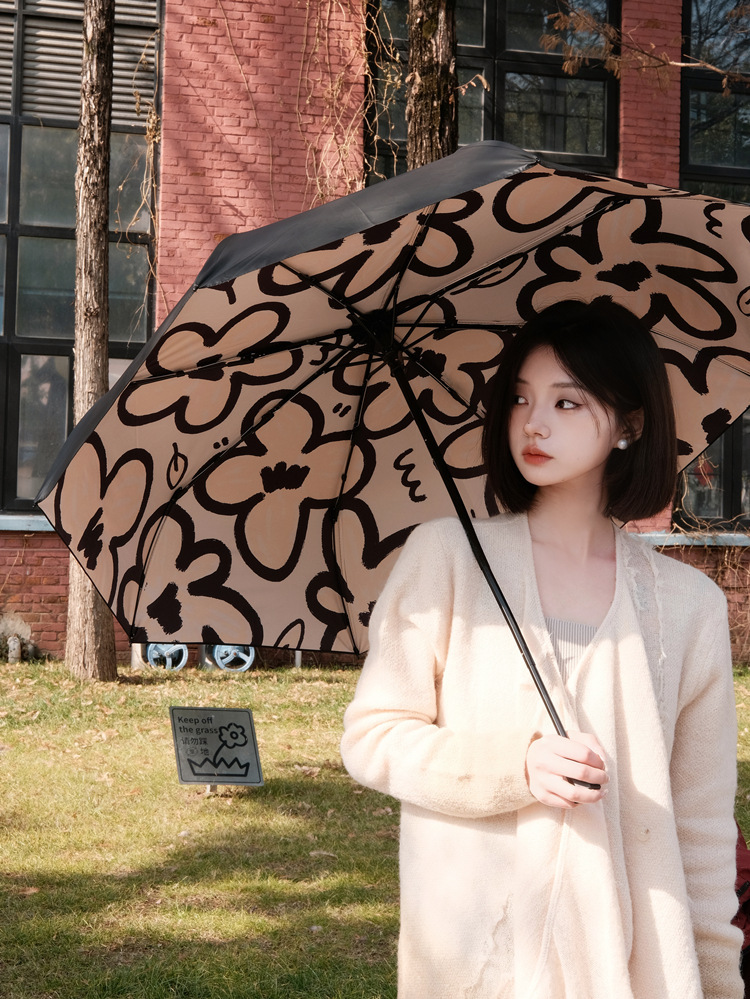 Casual Style Casual Flower Bumping Cloth Fiber Iron Umbrella