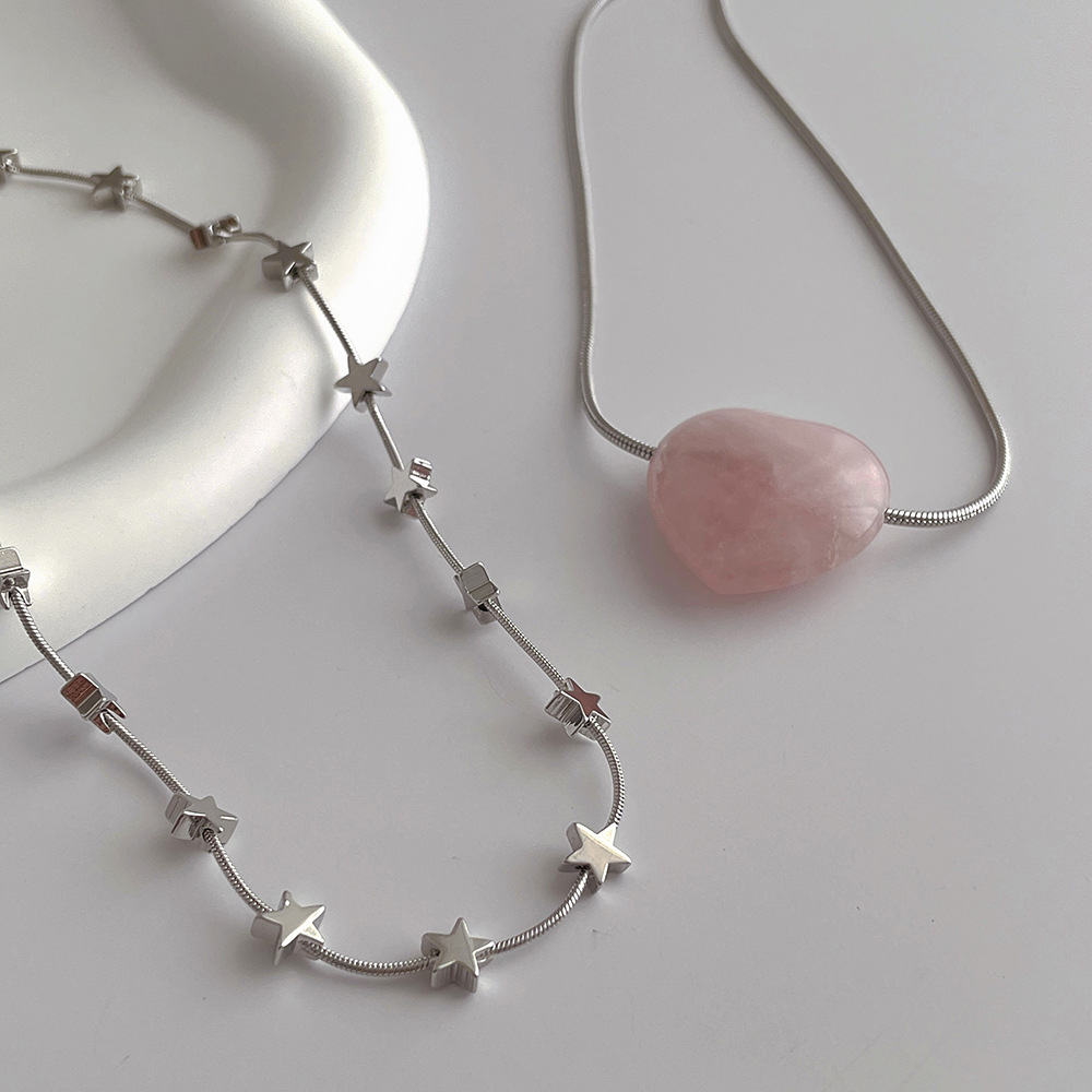 Fashion Star Heart Shape Titanium Steel Plating Necklace 1 Piece