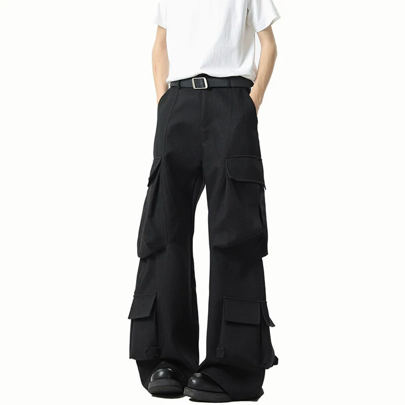2025 гонконгский стиль моды свободные брюки микролы повседневные брюки с несколькими карманами комбинезоны брюки
