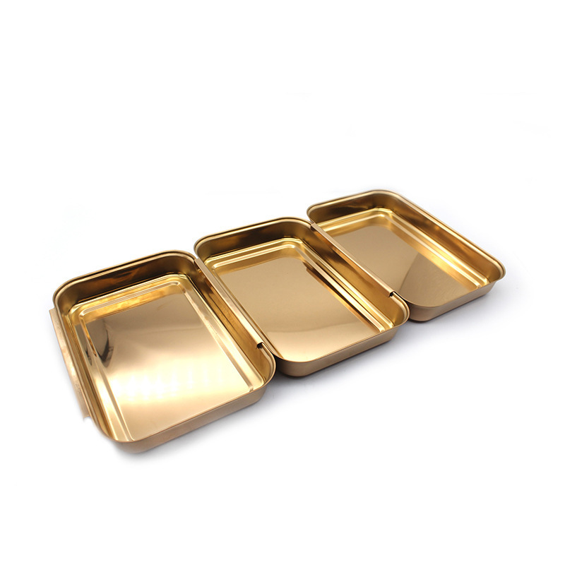 不锈钢肉酱调料碟长方形盘子烧烤方盘分格餐盘食物烤鱼食堂餐碟_