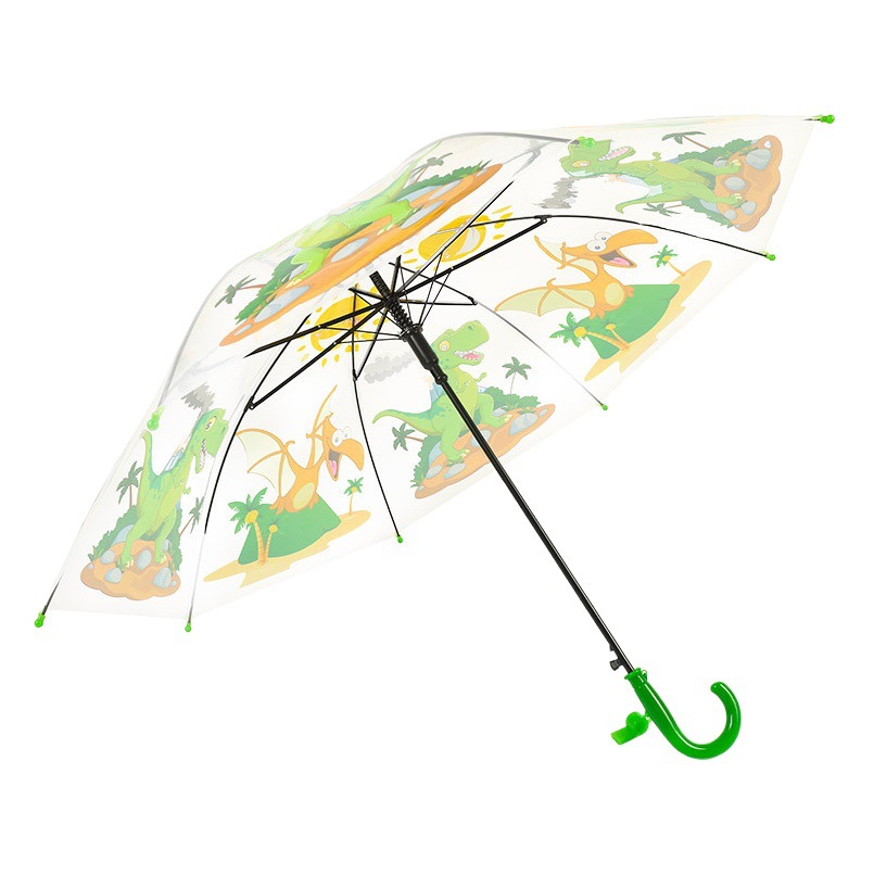 Cute little dinosaur transparent umbrella fiber bone wind-resistant children's umbrella kindergarten baby boy baby girl baby children's umbrella