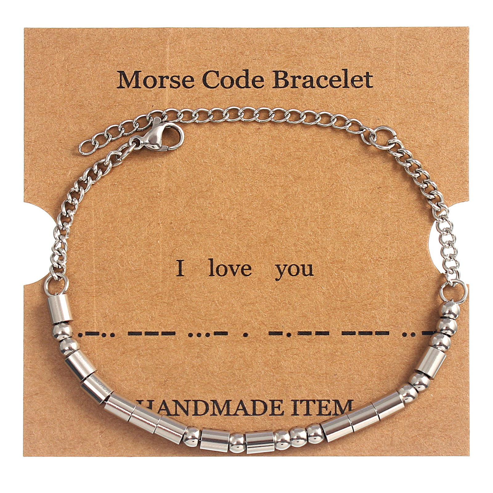 Morse Code Beaded Bracelet In Gold Stainless Steel For Women_voghion.com