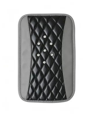Cross-border car armrest box cover, spliced Armrest box pad - diamond-studded-diamond-shaped-gray-armrest