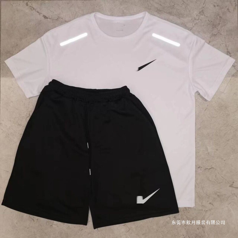 American Shirt Sports Student Training Suit Short-Sleeved Track and Field Men's and Women's Running Suit Fitness Basketball Sportswear Ready Stock