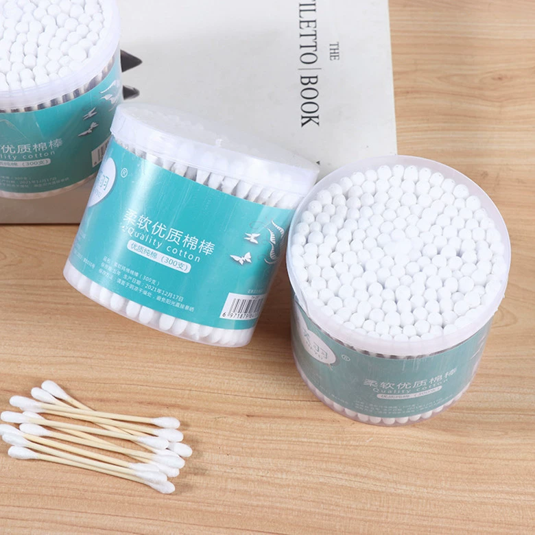 Ватные палочки Huafuyu, зеленая этикетка, круглые ватные палочки, 300 бутылок, мягкие высококачественные ватные палочки, двусторонние ватные палочки из бамбукового дерева, двусторонние ватные палочки из двух юаней