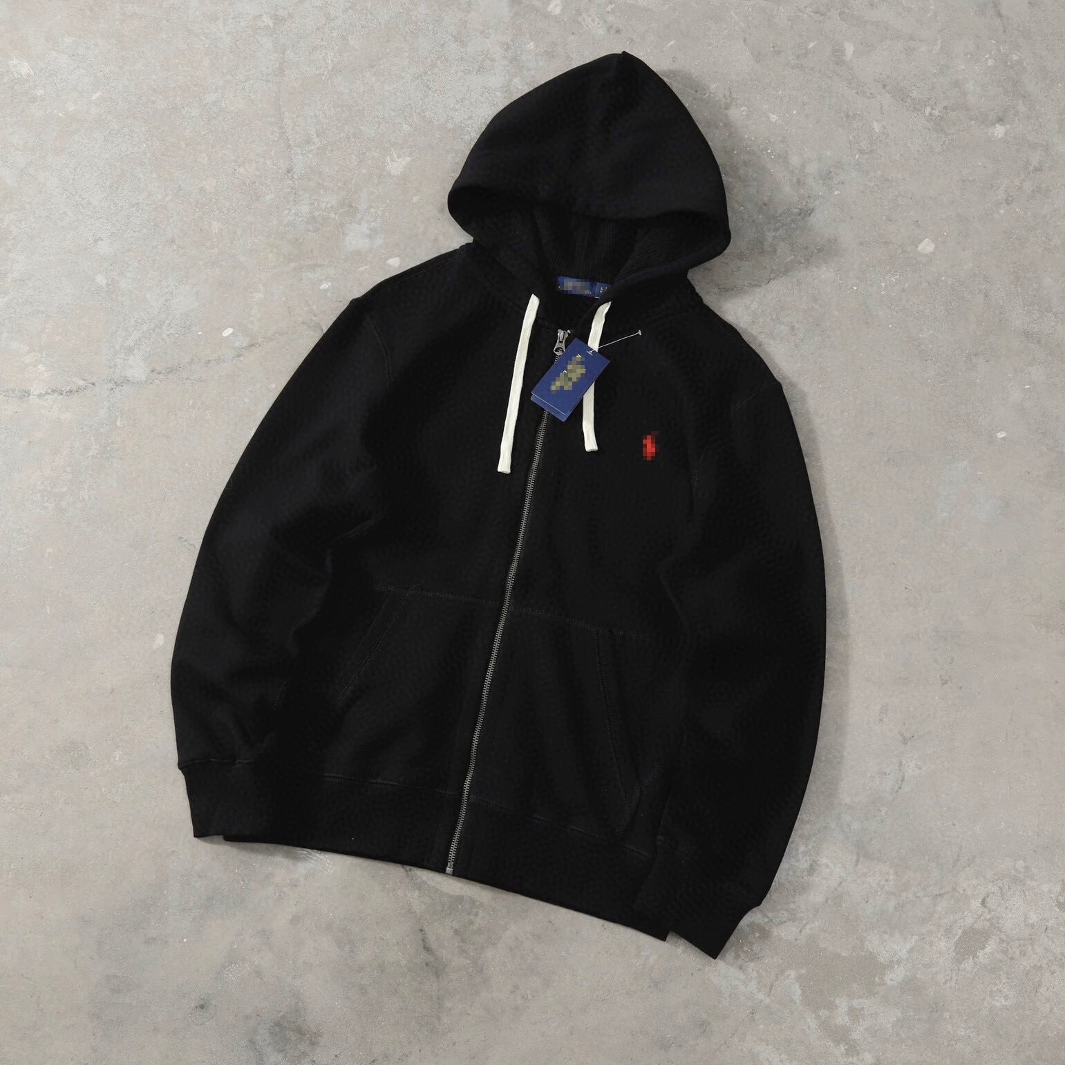 Cross-border foreign trade high-quality hooded sweatshirt with pony embroidery, zip-up cardigan jacket, unisex hoodie, versatile American heavy-duty style