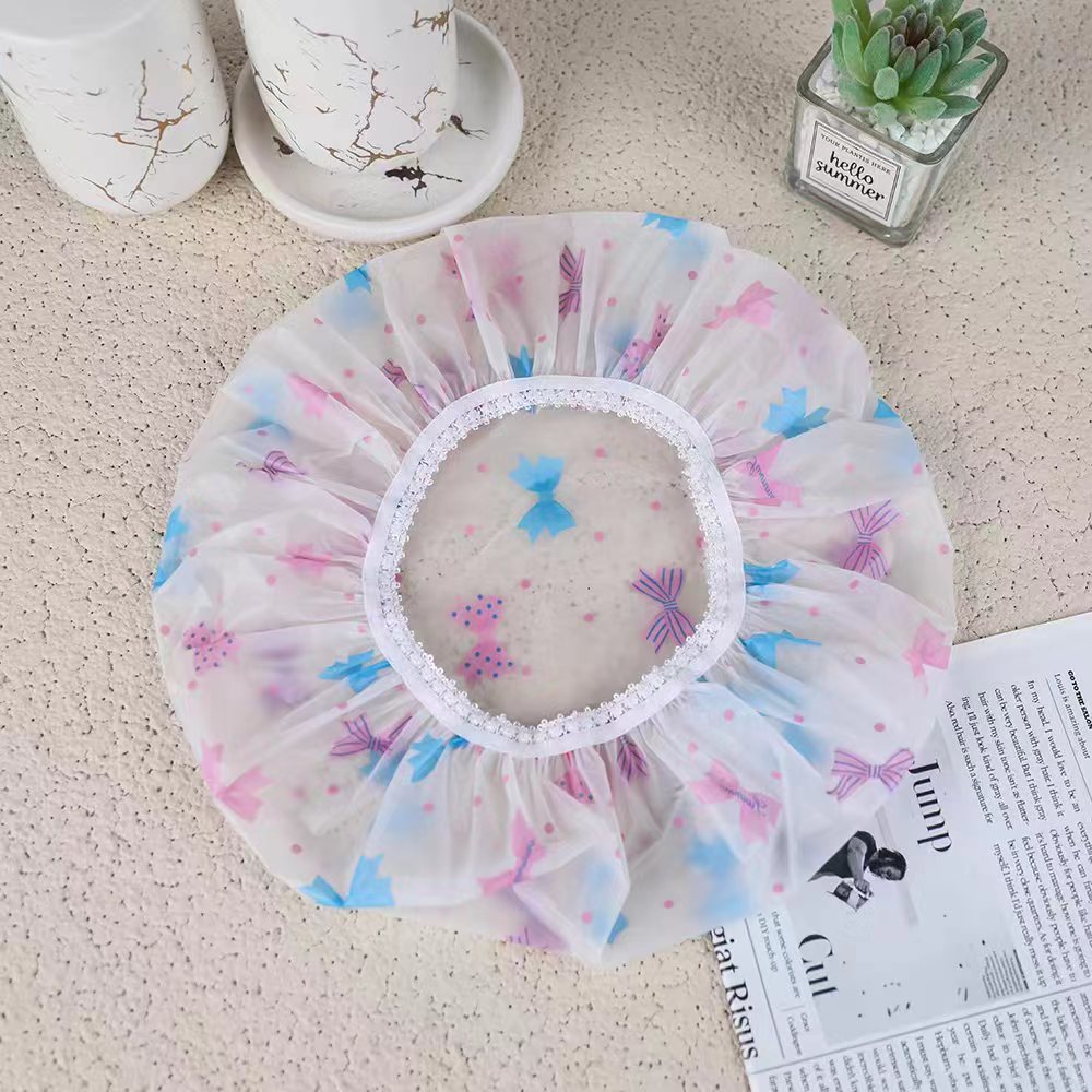 Capas de impresión de PE de una sola capa sombrero de baño más grosado sombrero de baño impermeable sombrero de pelo seco sombrero de ducha sombrero de máscara de pelo sombrero de pelo