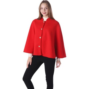 Spring and Autumn Retro Style Cape Style Wool Coat Women's Short Loose Shawl Bridal Wedding Dress Outerwear