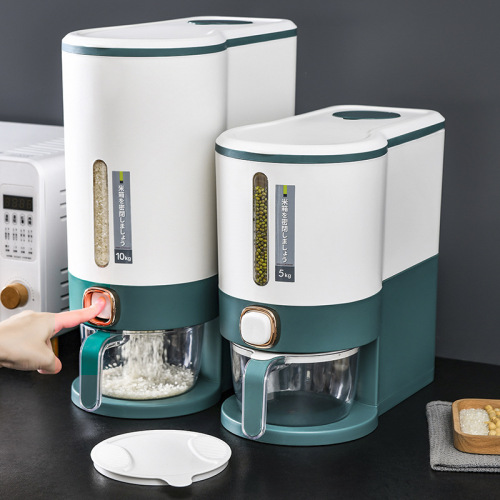 Household Japanese-style pressed metering rice bucket, anti-insect and moisture-sealed rice storage tank, rice storage drum, rice canister, rice storage box