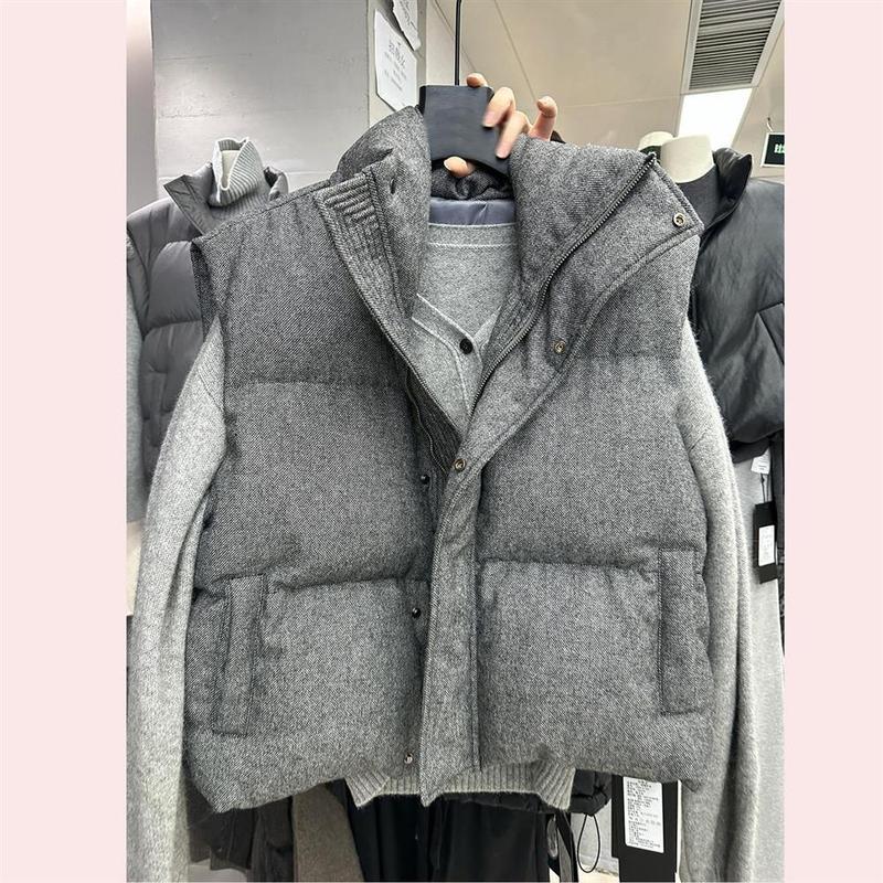 New Foreign Trade Style Women's Short down Cotton Vest with Stand Collar, Sleeveless Jacket, Outerwear Vest, Casual Vest