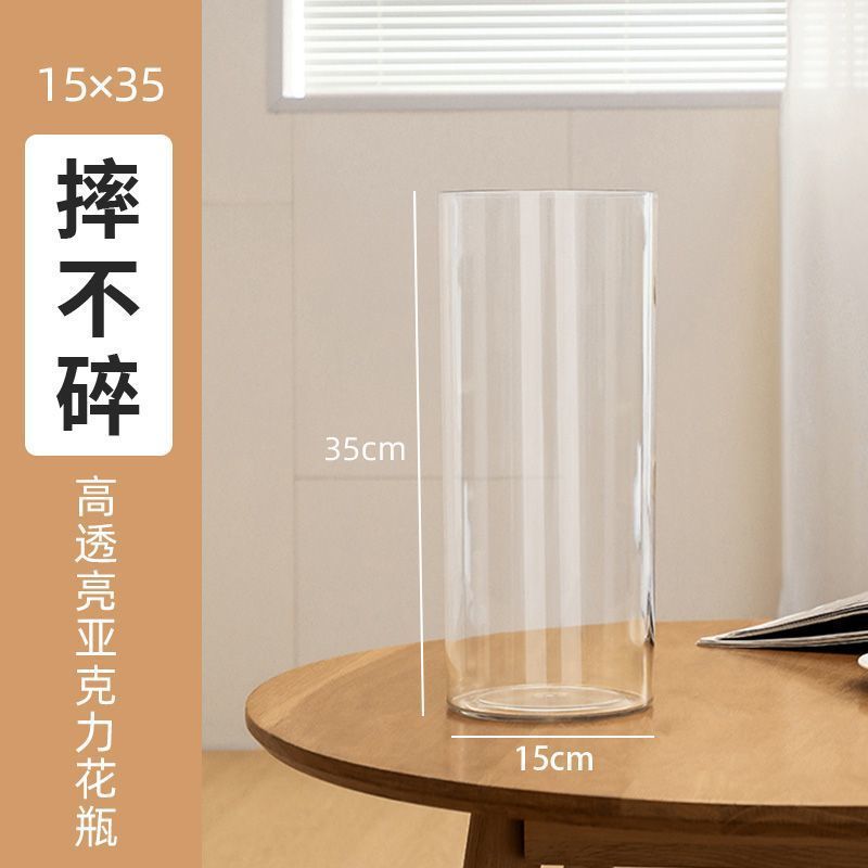 Vaso acrílico de alta transparencia a prueba de caídas abundante bambú de meseta hidropónico flores interiores decoración de mesa despierta barril de flores