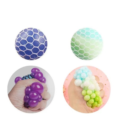 Unzip Toy Stress Relief Three-Color Jelly Grape Ball Soft Squeeze Beads Pinch Fun Toy Gift for Children Students