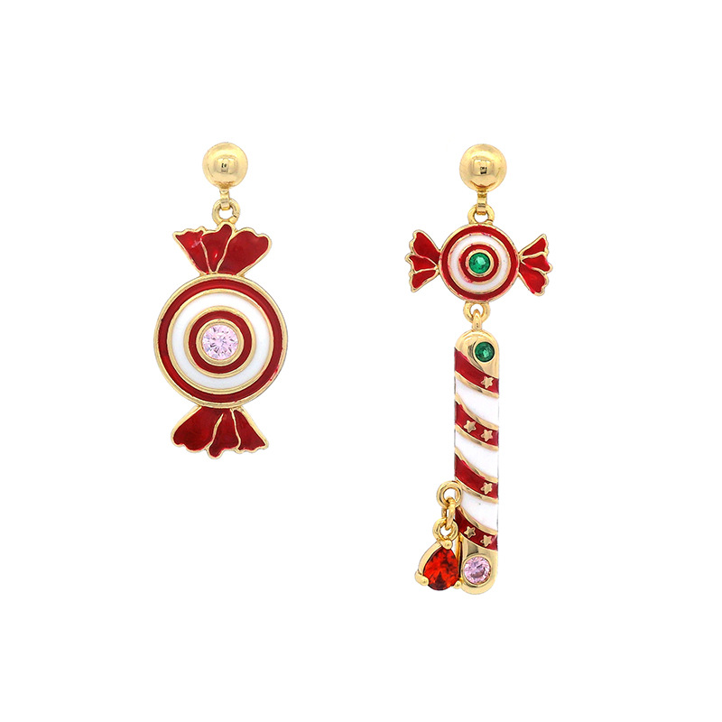 Xuping esmalte goteo de aceite dibujos animados coloridos pirulitos asimétricos pendientes de Año Nuevo dulces pernos de auriculares mujeres