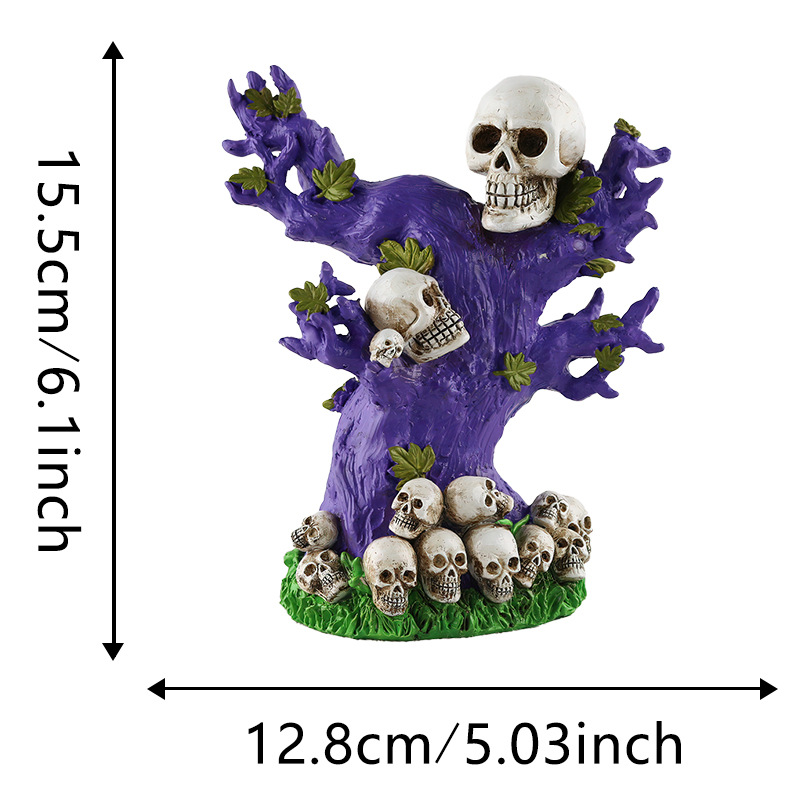  New Halloween Horror Funny Skull Tree Ornaments Desktop Atmosphere Decoration Resin Gift Ornaments