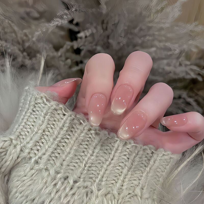 【White Tea Tranquility】Clear Glass Bead Cat Eye Minimalist Pure Desire Blush Whitening Effect Handmade Wearable Nail Art