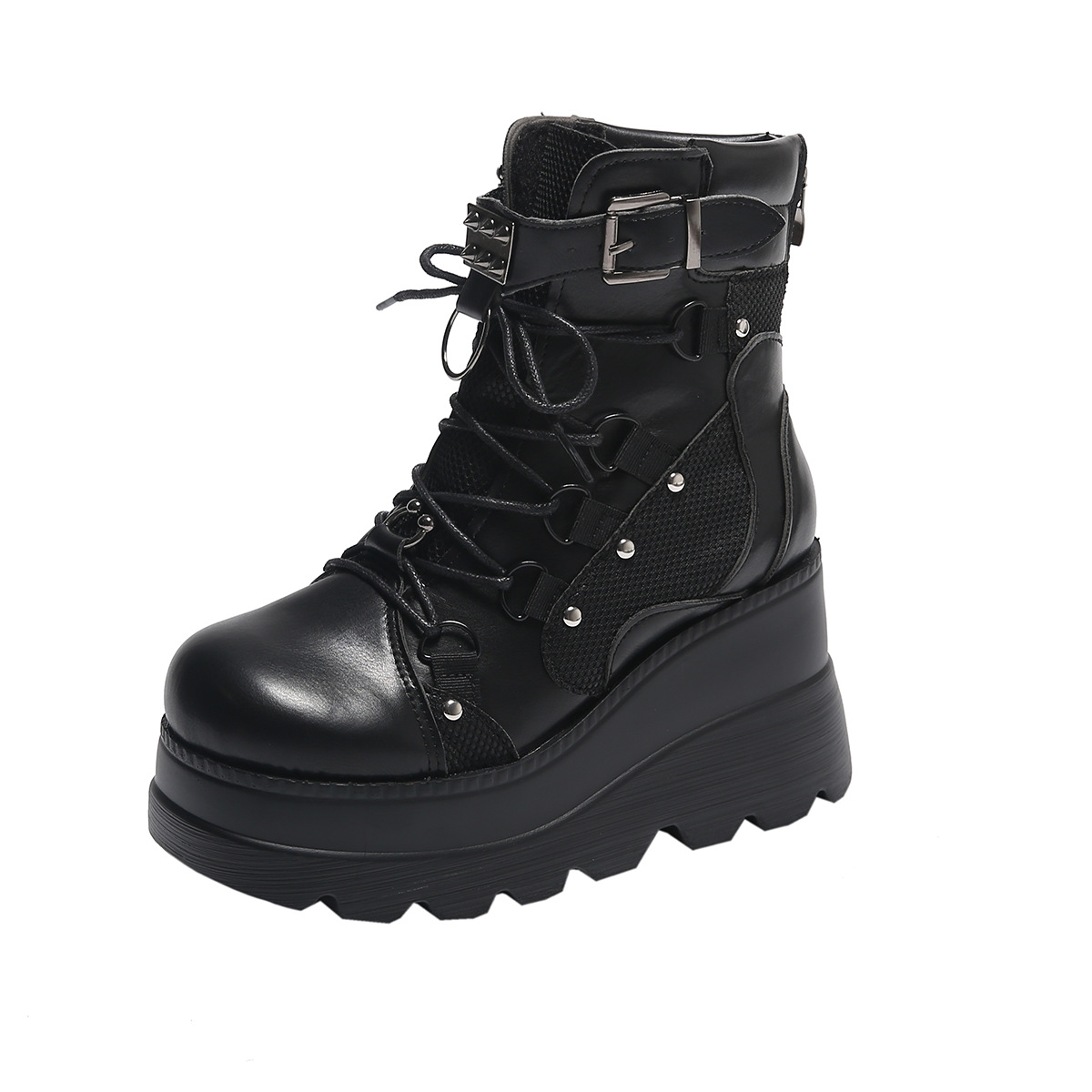 Women's Shoes wedge heel Martin boots women 2024 new pink thick sole large size fashion short boots women dark rivets_voghion.com