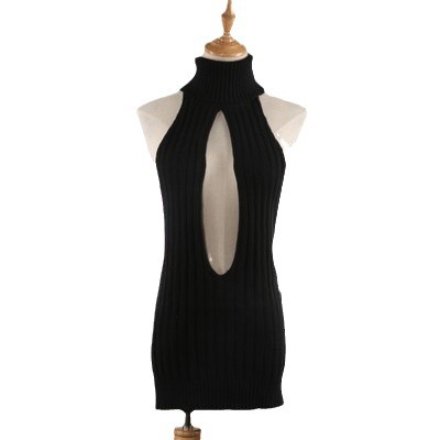 Backless sexy suéter femenino Virgin Killer espalda abierta trabajo boca sin mangas con cordones de hombro sexy pasión suéter fino femenino