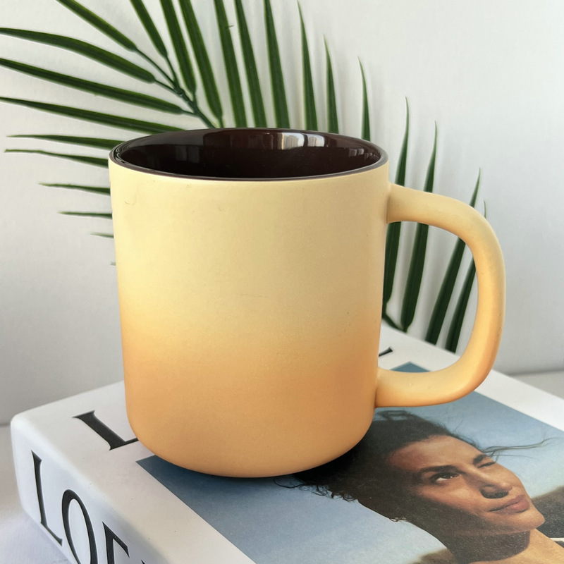 450mlグラデーション色陶磁器カップカスタム家庭用オフィスコーヒー水泡茶カップマグカップ卸売り|undefined