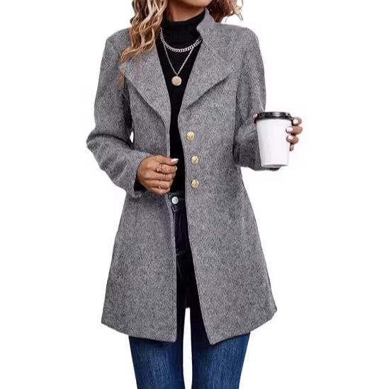 Women's Double-buttoned Woolen Overcoat Plus Size Fashionable_voghion.com