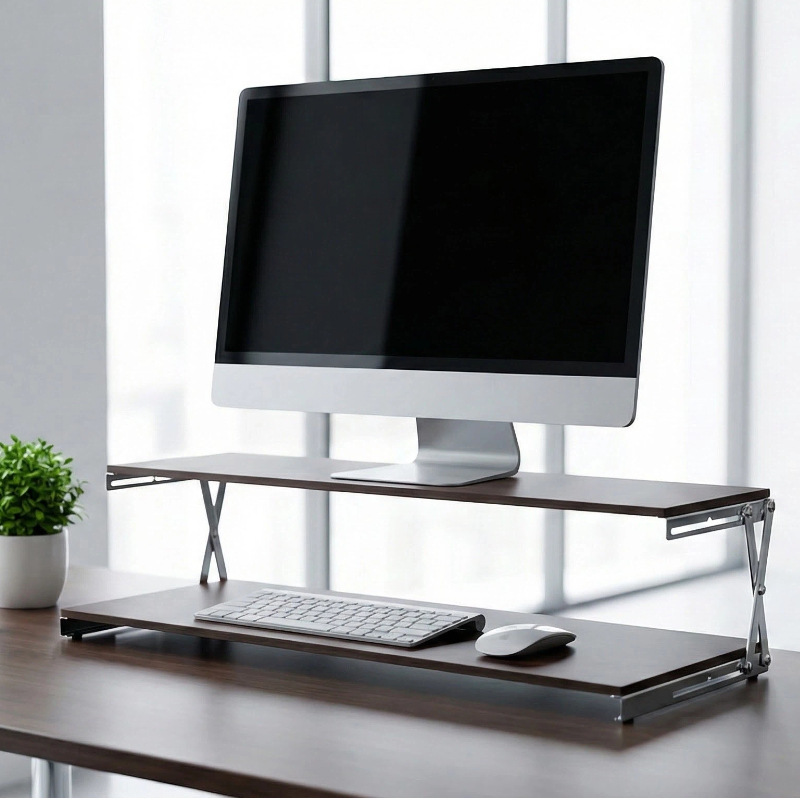 Estante plegable de acero inoxidable para escritorio para el hogar Estante de almacenamiento ajustable para computadora de oficina multifuncional para aumento de cuello