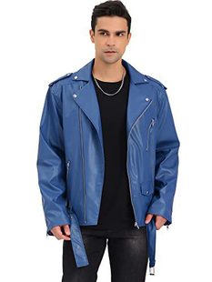 2024 Autumn and Winter New Foreign Trade Men's Korean Style Slim-fit Multi-zipper Lapel Motorcycle Cable Pull Leather Jacket for Men