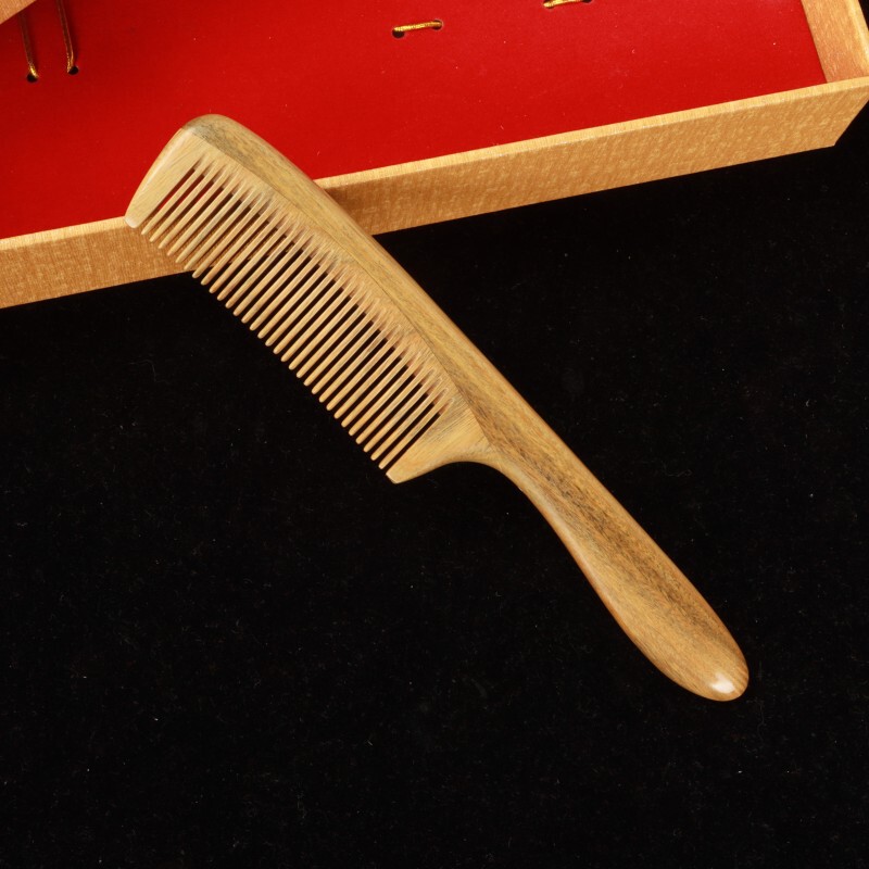 大恒緑檀木櫛 家庭用平柄緑檀木ロングヘアコーム 無垢材巻き毛用密歯球柄緑檀櫛 卸売|undefined