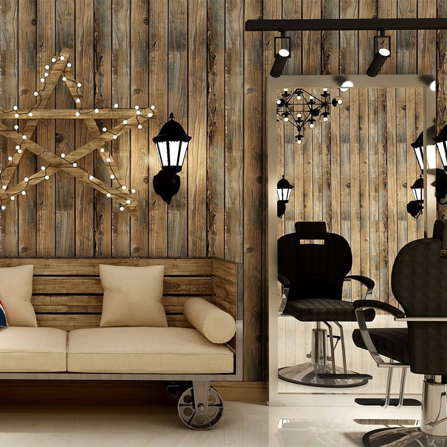 Autocolantes de parede 3d retro com efeito madeira às riscas_voghion.com