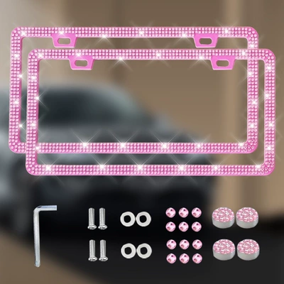 Plastic Acrylic Diamond License Plate License plate holder/license plate holder - square-hole-sharp-corners-narrow-edge-double-piece-powder