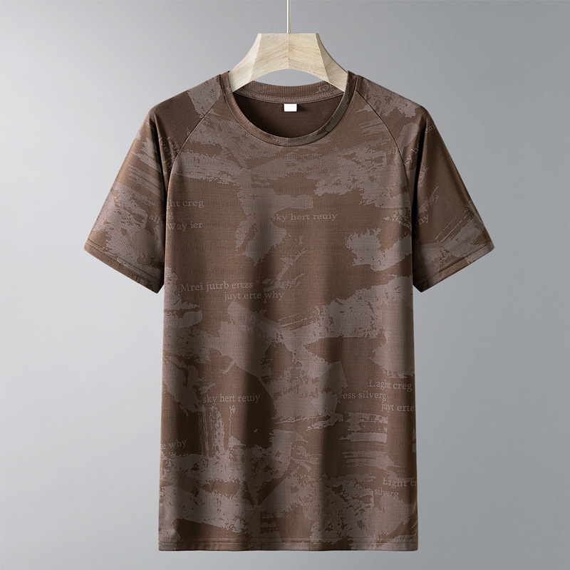 Camiseta de hielo transfronteriza de manga corta para hombres verano 2025 nueva ropa de secado rápida suelta para hombres camiseta de base de media manga grande image 11