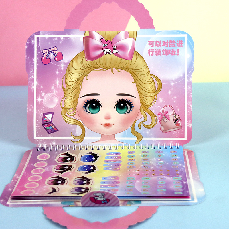 Pegatinas de dibujos animados para niños Conjunto de chicas lindas Pintura Vestir para colorear Belleza Hecho a mano Paquete de regalo de libro tranquilo de bricolaje