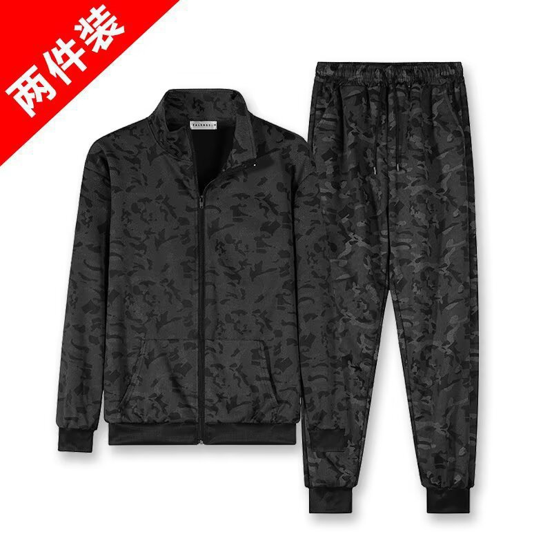 2025 nuevo traje deportivo de mediana edad hombre primavera y otoño abrigo casual pantalones de mediana edad dos piezas ropa de papá