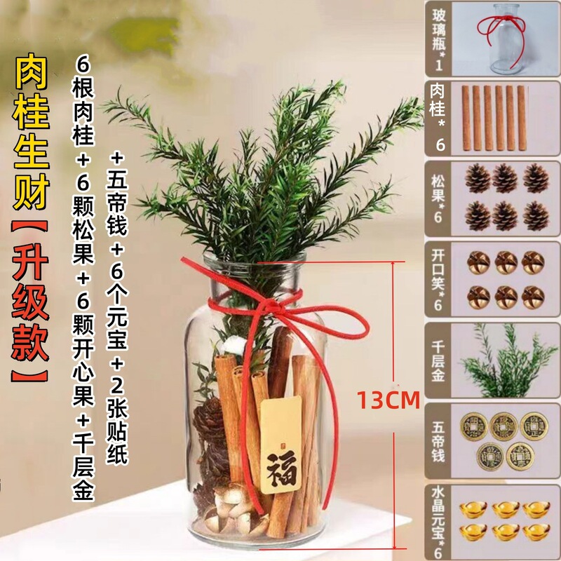 肉桂生财瓶摆件玻璃瓶花瓶diy材料客财厅位乔迁新居搬客厅|undefined