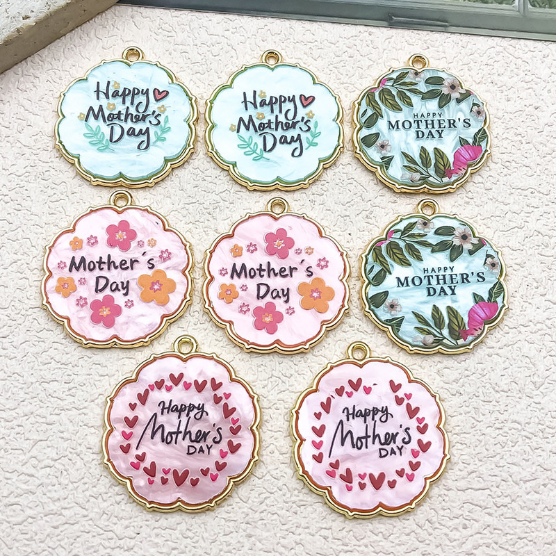 DIY Accessories Printed Happy Mother's Day Round Pendant Alloy Necklace Keychain Pendant Cross-Border Jewelry Tag DIY Accessories Printed Happy Mother's Day Round Pendant Alloy Necklace Keychain Pendant Cross-Border Jewelry Tag