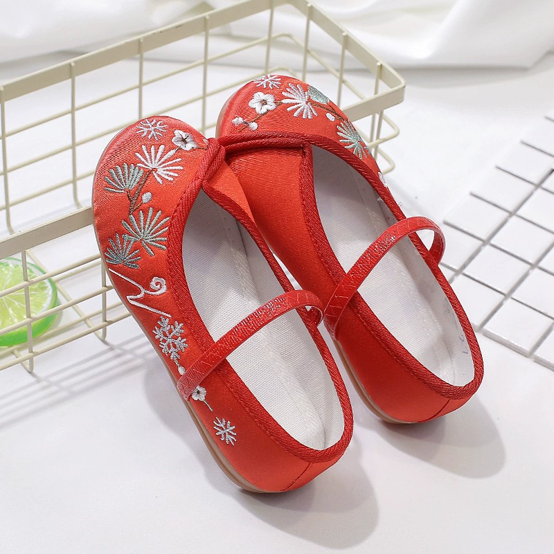 Старинная костюмная настольная обувь Традиционная Тканевая обувь Обувь ханьфу Детская обувь с вышивкой Детская Белая обувь Специальная обувь в этническом стиле