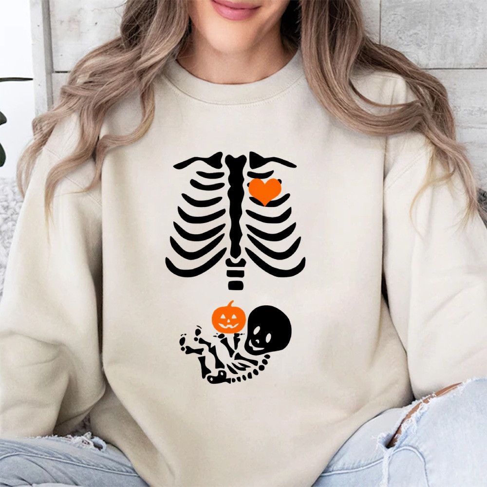 Skeleton Halloween Maternity Sweatshirt Funny Pregnancy