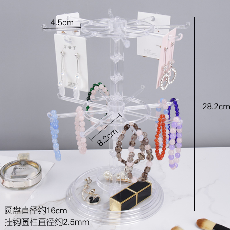 回転イヤリング収納ラック、女性用イヤリングディスプレイラック、ビーズブレスレット、イヤリング、ネックレス、ハンドジュエリー、ジュエリーボックス|undefined