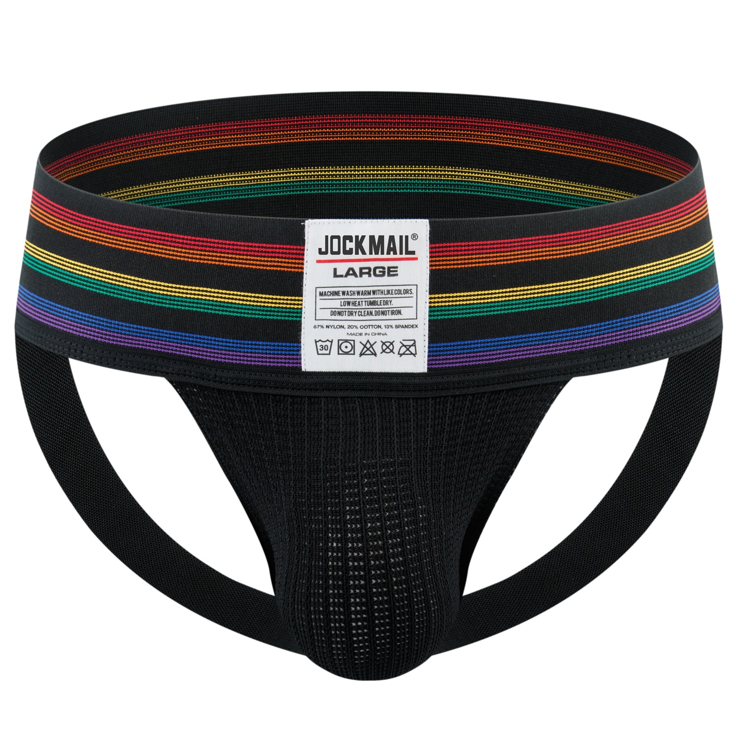 JOCKMAIL bikini hombres Tanga cinturón ancho transpirable Rainbow big bag hip lifting back vacío deportes doble Ding