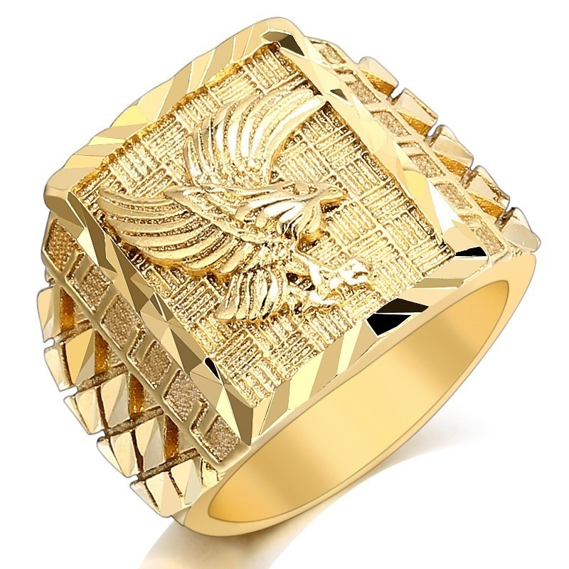 Amazon cross-border new TEMU hot gold wings flying eagle male ring European and American men's ring hand jewelry